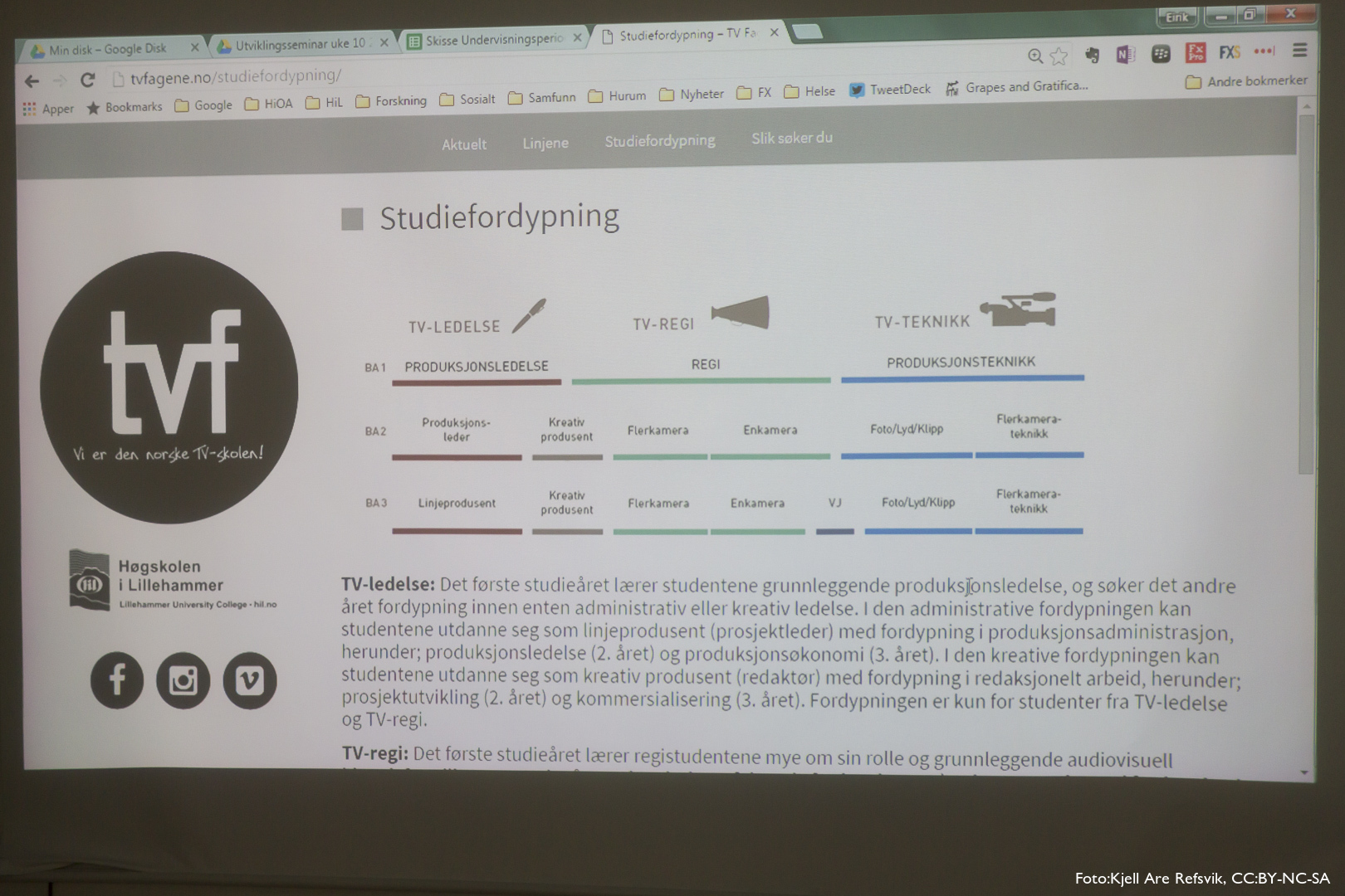 Undervisningsleder på TVF, Eirik Kaasa Eliassen forteller om hvordan fjernsynsstudiene er bygget opp.